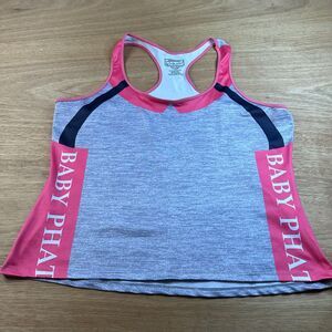 Baby Phat Performance Racerback Tank Top Women 3XL Pink Gray Activewear Gym